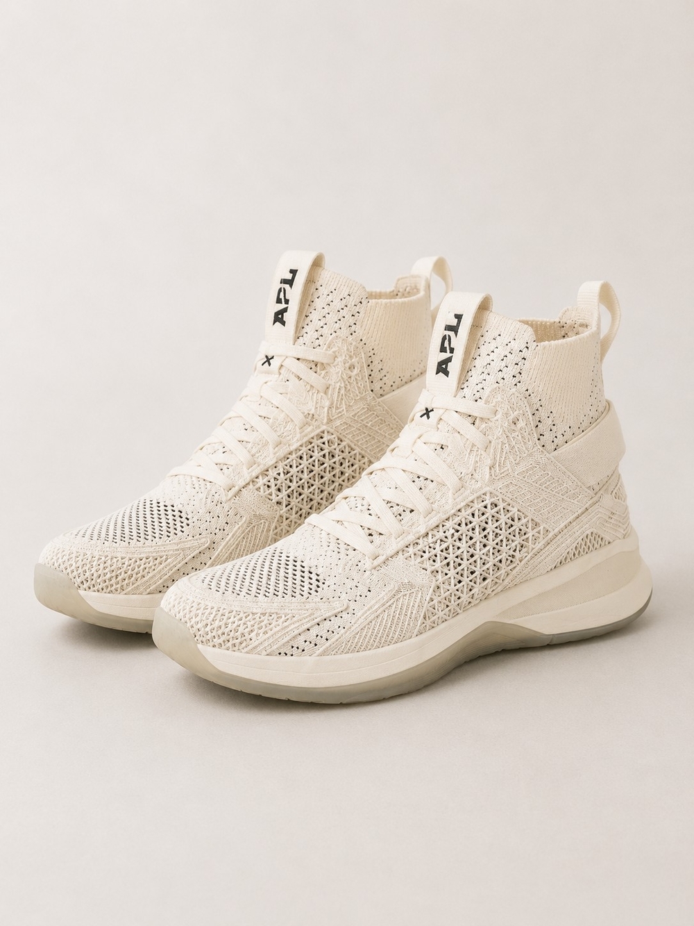 APL TechLoom Knit High-Top Sneaker in Cream